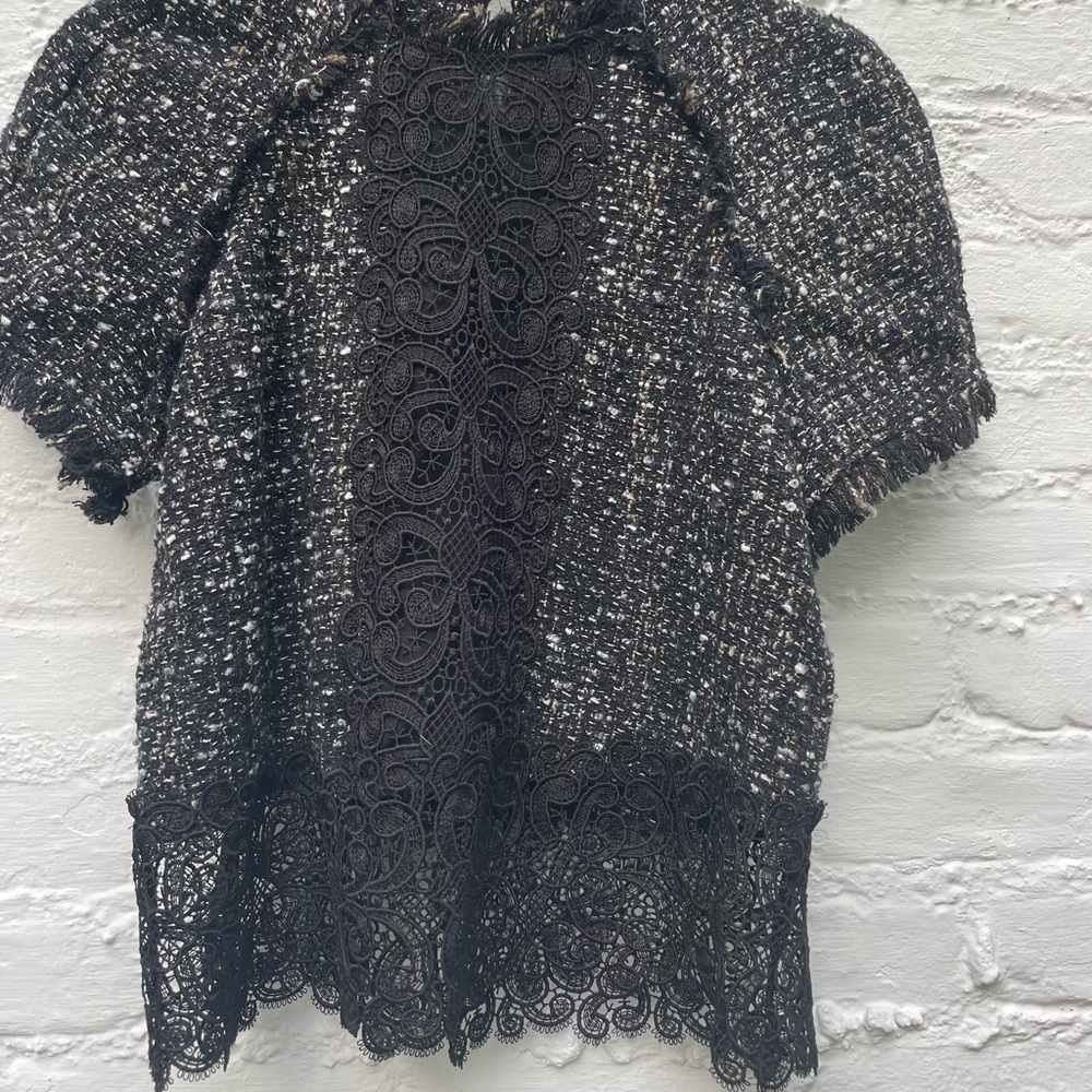 Short sleeve zara knit/lace combo